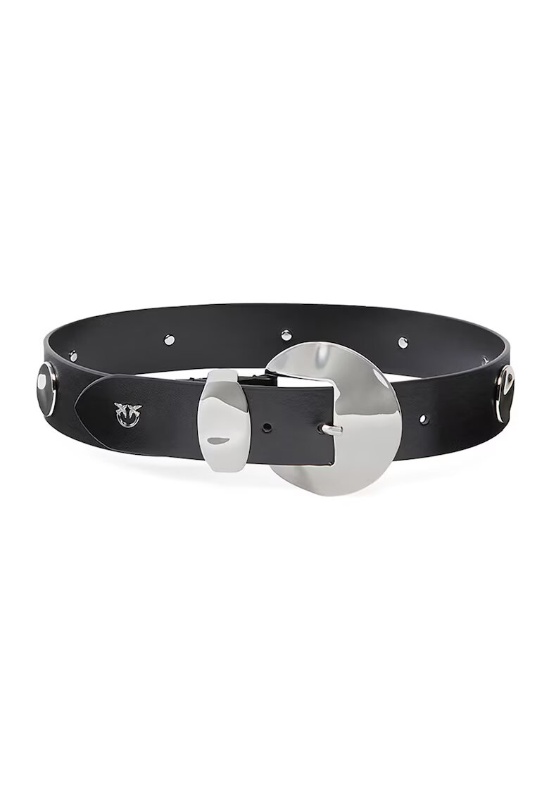 Pinko Curea de piele cu catarama rotunda - Negru