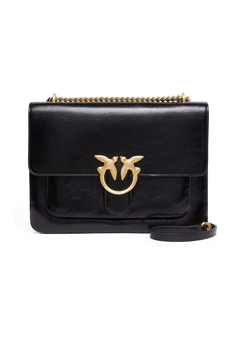 Pinko Geanta crossbody de piele cu trei compartimente - Negru