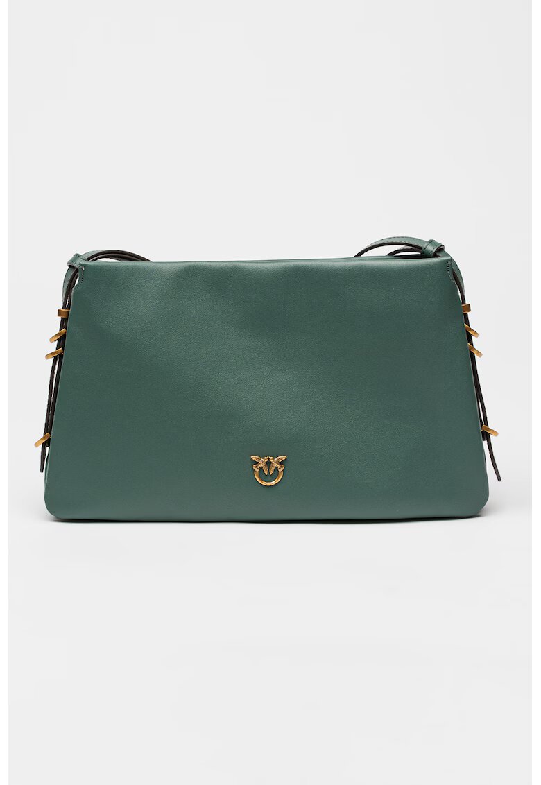 Pinko Geanta crossbody de piele cu trei compartimente - Verde persan