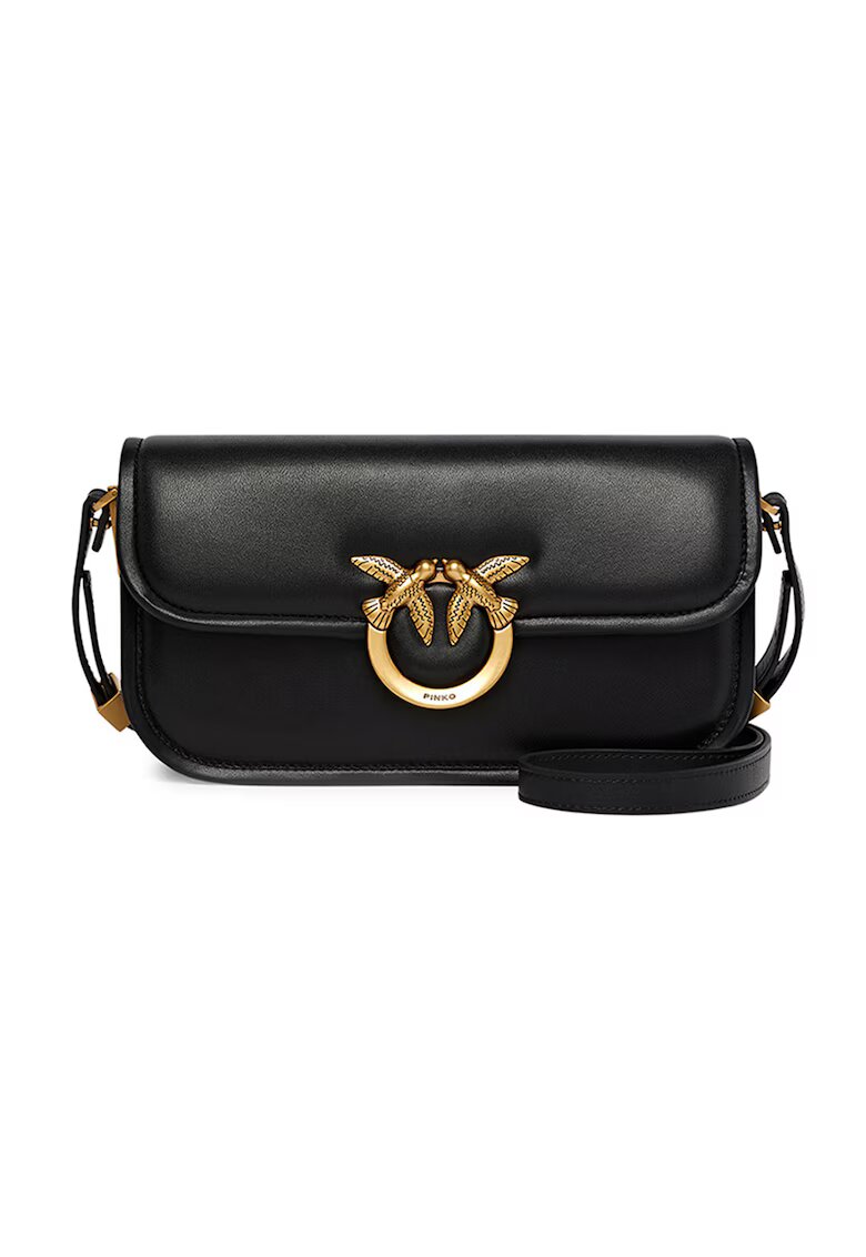 Pinko Geanta crossbody de piele Love - Negru