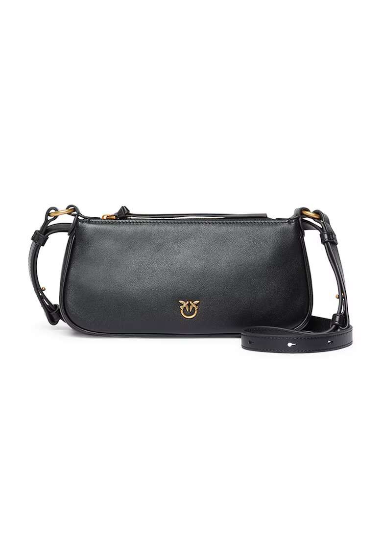 Pinko Geanta crossbody din piele cu logo - Negru
