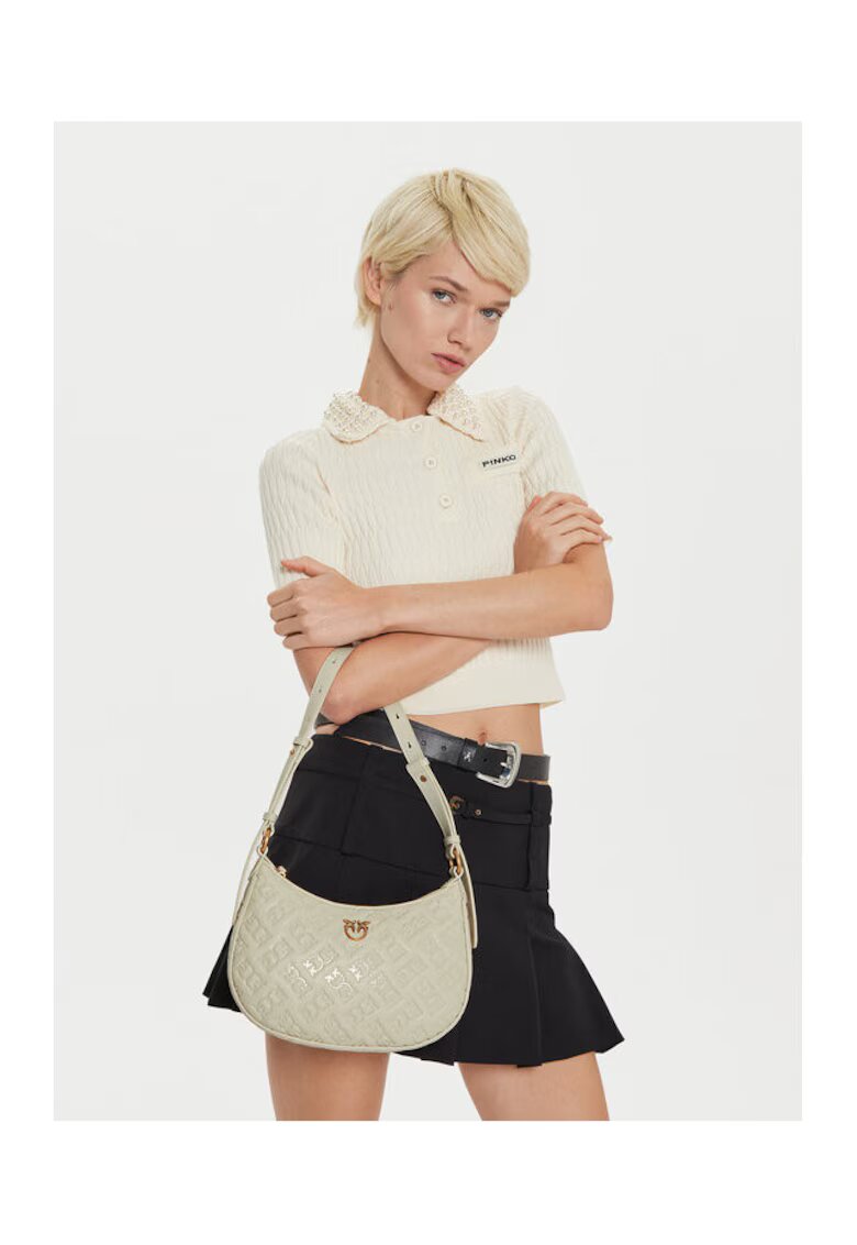 Pinko Geanta dama Bianco Z14Q Half Moon Mini - piele naturala - roz