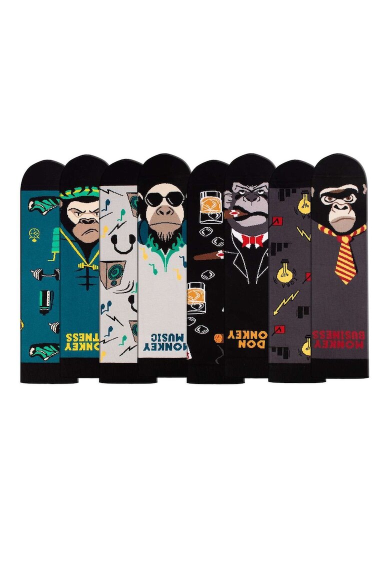 Pirin Hill Set 4 perechi de sosete bumbac Arty Socks Maimute in cutie cadou - Multicolor