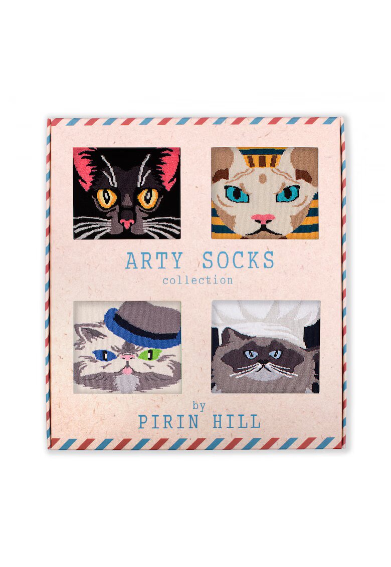 Pirin Hill Sosete bumbac Cats Box - 4 buc.