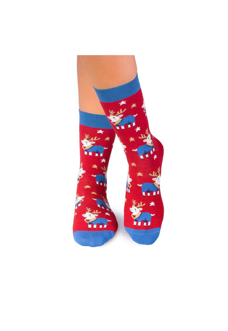 Pirin Hill Sosete bumbac de craciun Colour Cotton Ren Jucaus - 35-38 EU - Rosu