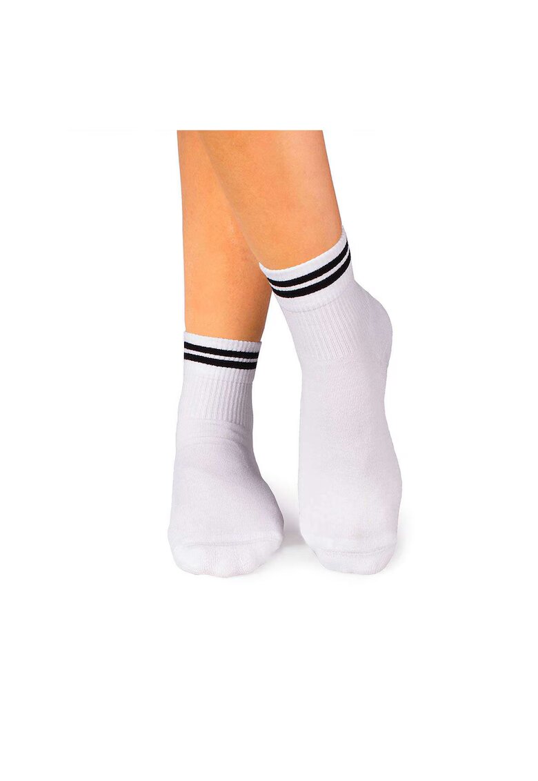 Pirin Hill Sosete bumbac organic albe cu 2 dungi negre Active Day