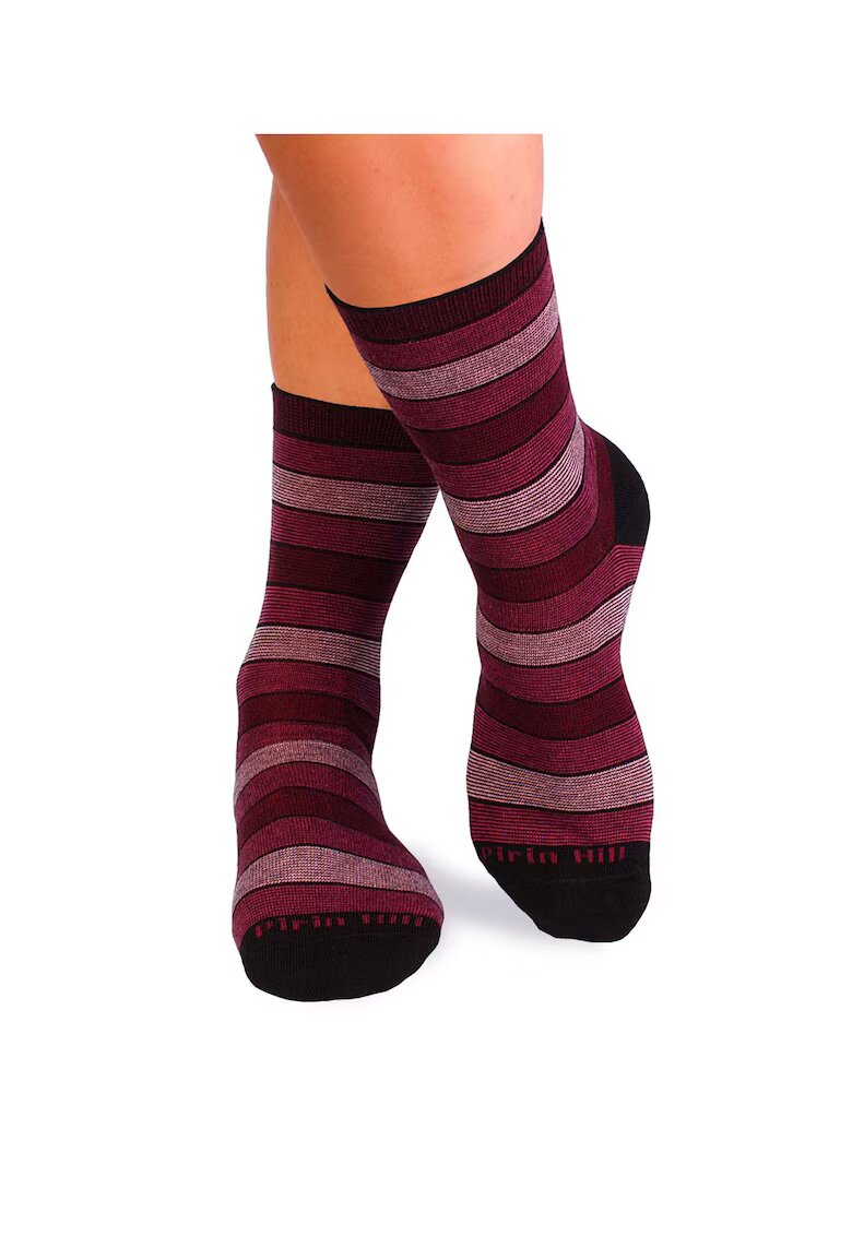 Pirin Hill Sosete bumbac organic cu dungi 98% COTTON RICH Bordeaux