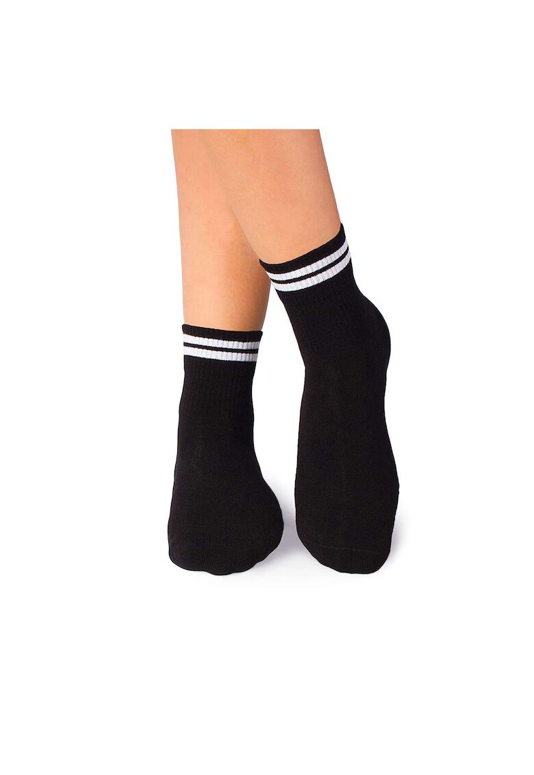 Pirin Hill Sosete bumbac organic negre cu 2 dungi albe Active Day -