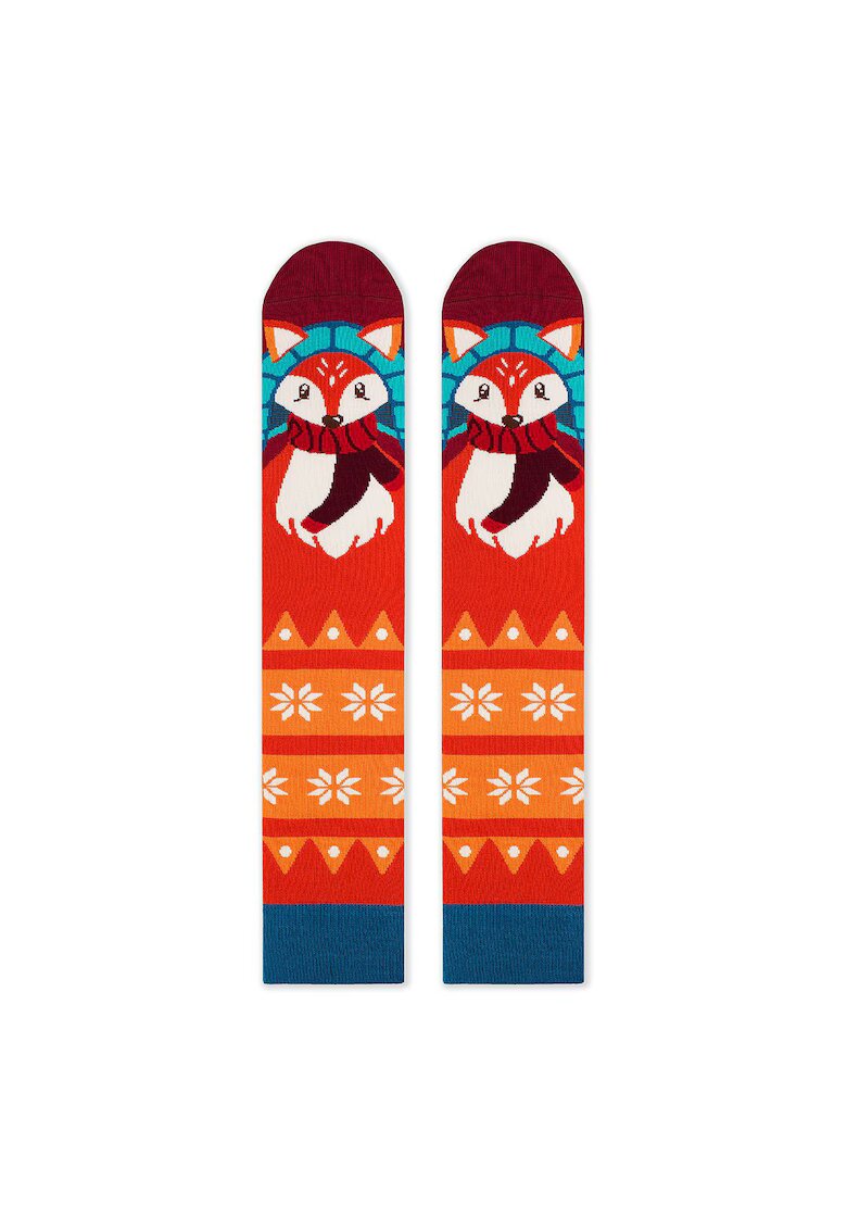 Pirin Hill Sosete de bambus de Craciun Comfort Feet 3/4 pana la genunchi Vulpe de Craciun
