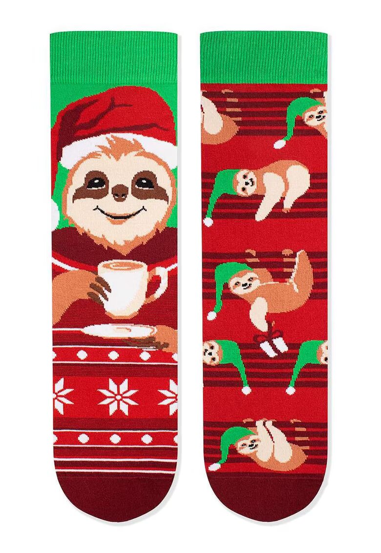 Pirin Hill Sosete de Craciun din bumbac Arty Socks cu Lenes Rosu