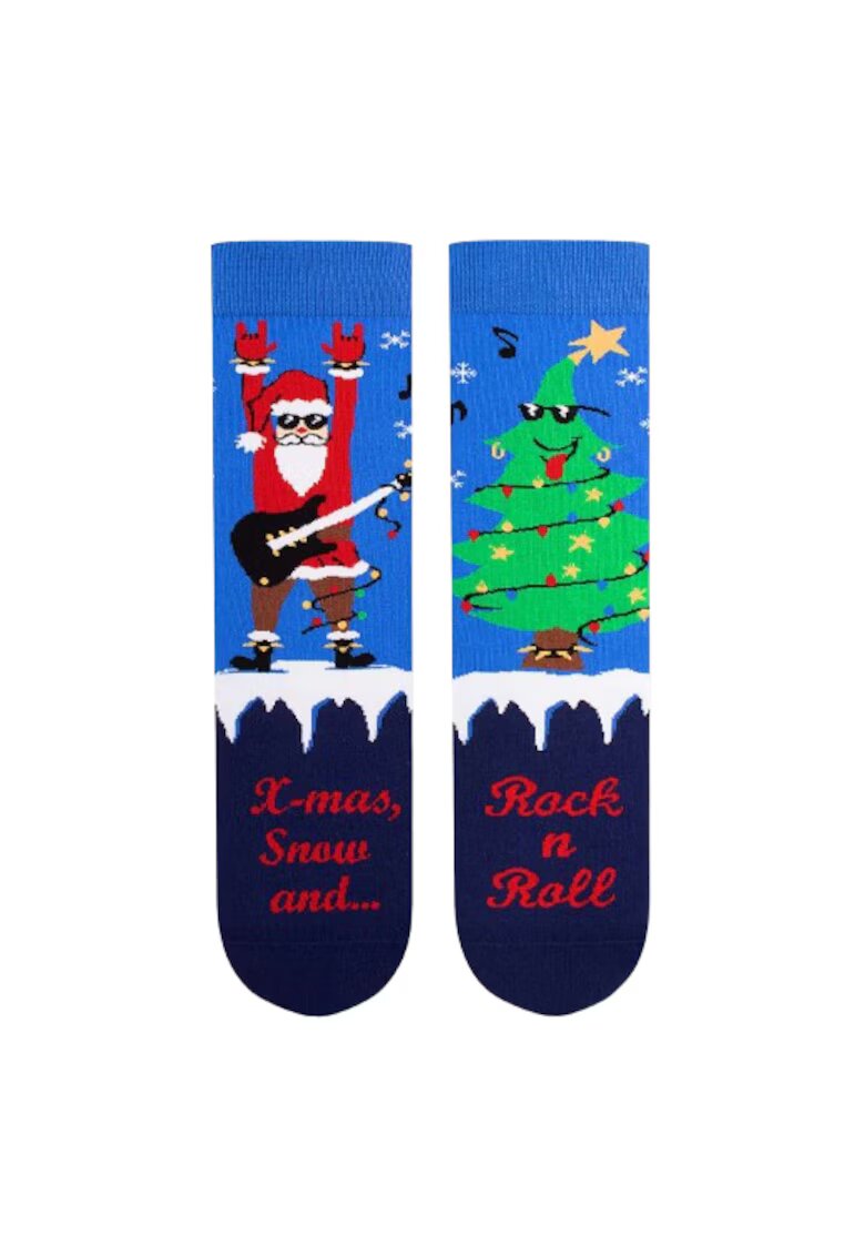 Pirin Hill Sosete din bumbac organic de Craciun Arty Socks Santa Rocker - Albastru