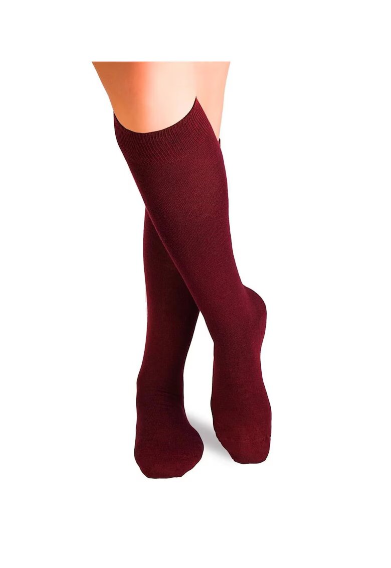 Pirin Hill Sosete fine lungi 3/4 din Lana - Visiniu