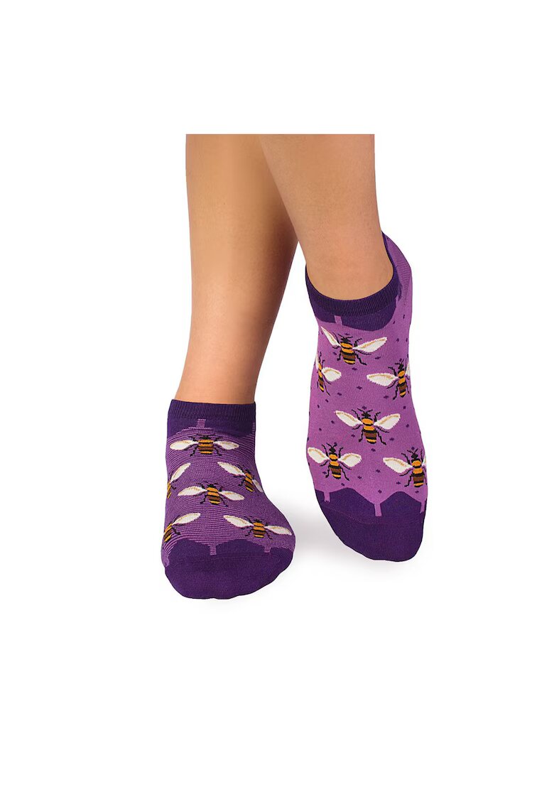 Pirin Hill Sosete scurte bambus FINE BAMBOO Sneaker Bees - Purple