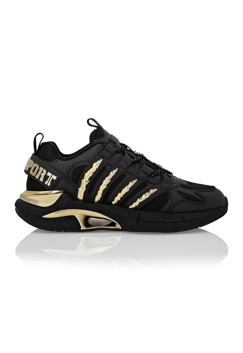 Plein Sport Pantofi sport cu insertii din piele ecologica - pentru alergare - Auriu/Negru