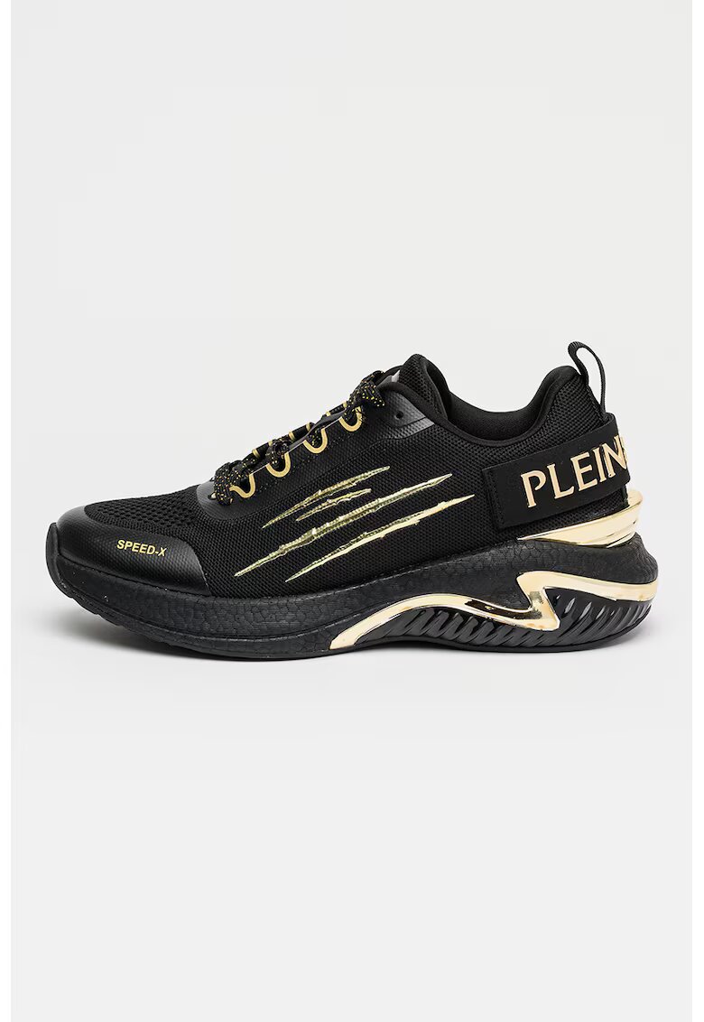 Plein Sport Pantofi sport Speed X Mesh de plasa cu garnituri sintetice si logo - Auriu/Negru