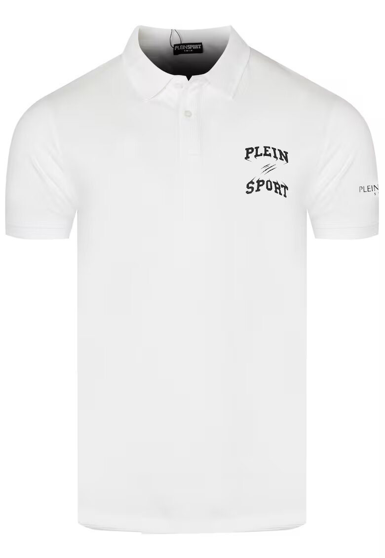 Plein Sport Tricou polo barbatesc alb – stil casual sport din bumbac elastic - Alb