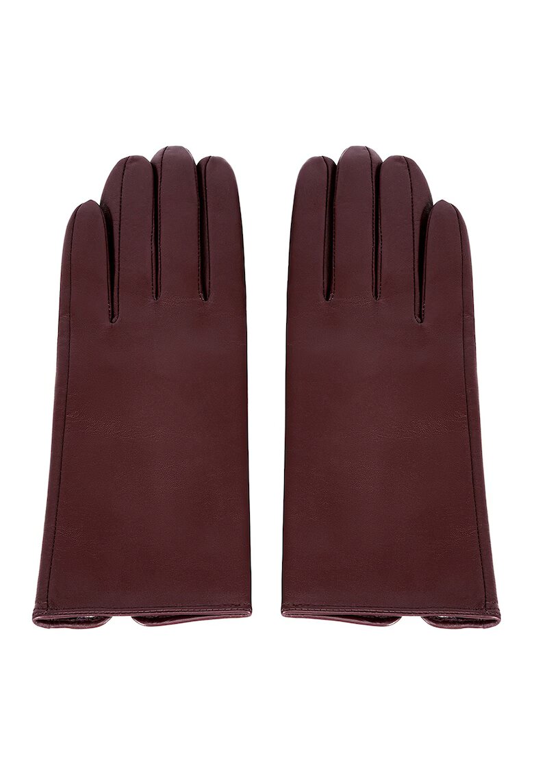 Potamy Manusi din piele cu model uni - Maro cognac