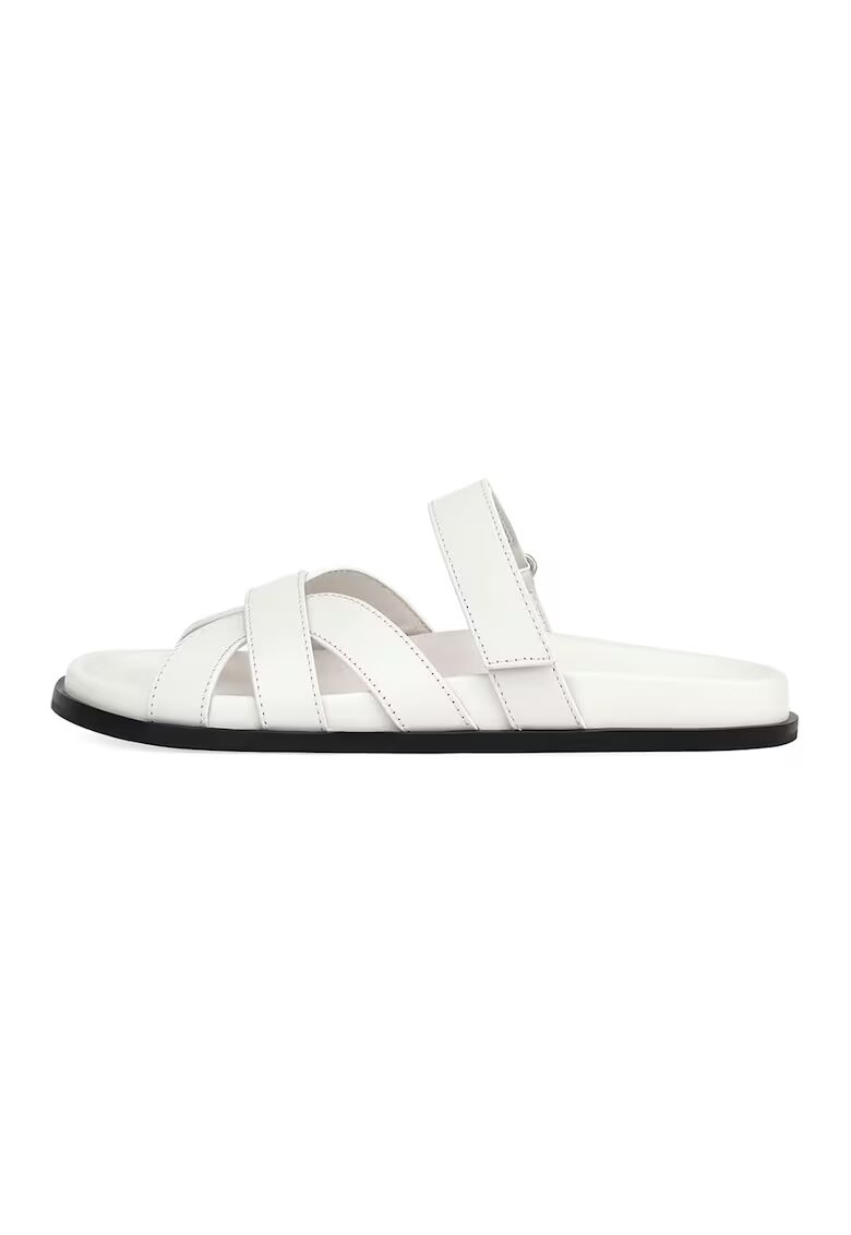Potamy Papuci din piele cu velcro - Alb