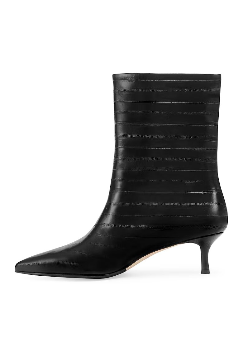 Potamy Premium Botine de piele cu toc kitten - Negru