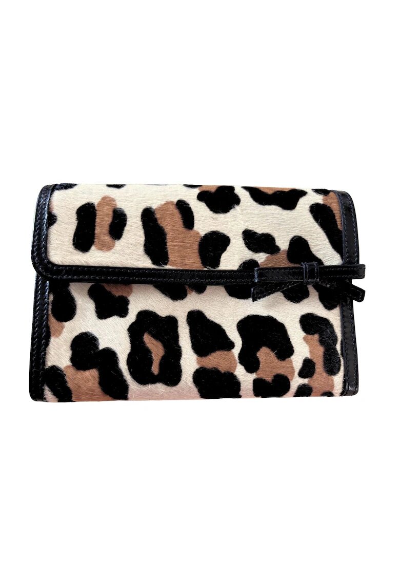 PRADA Portofel dama piele naturala - model vintage - animal print - maro - 15x11x2.5cm