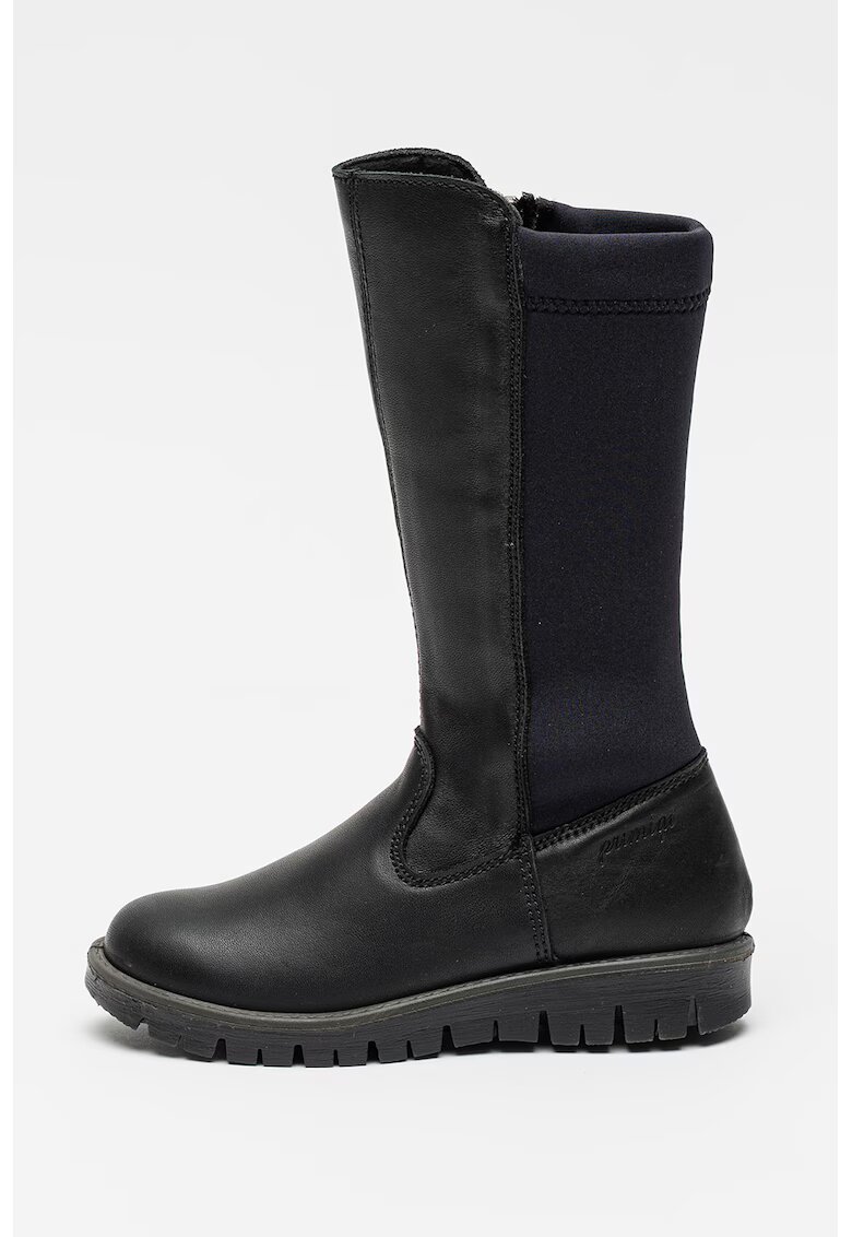 Primigi Cizme mid-calf de piele cu garnituri elastice - Negru