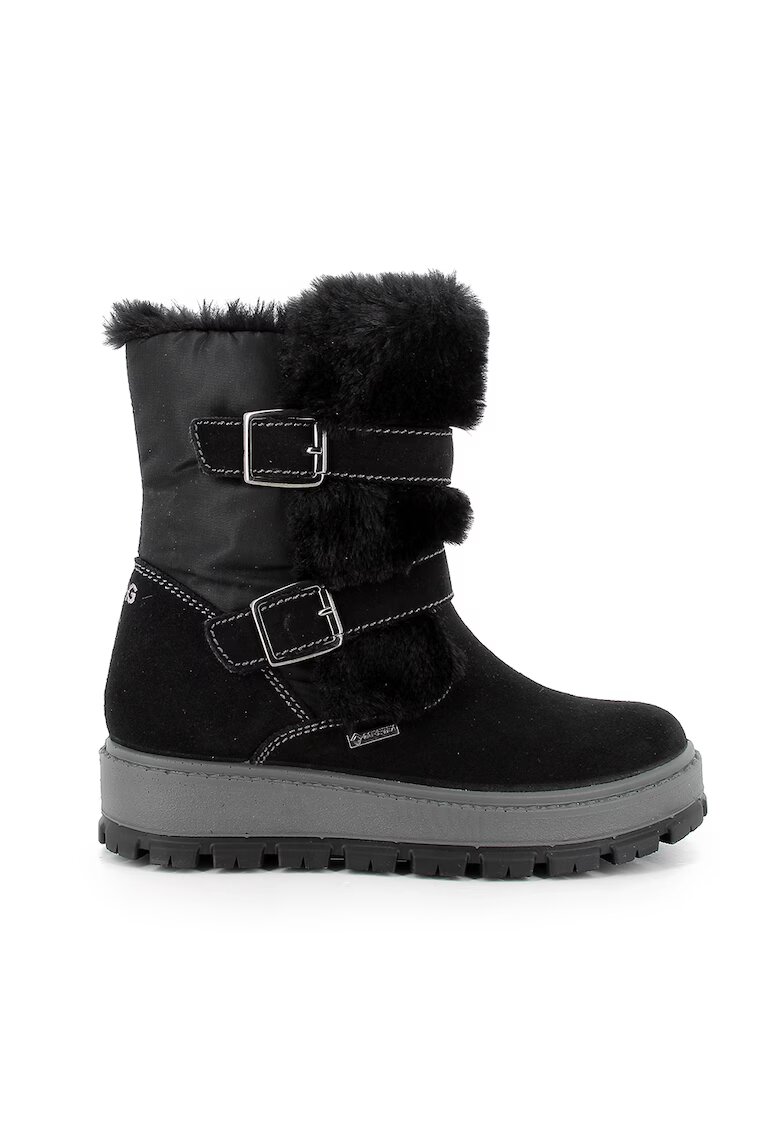 Primigi Cizme mid-calf de piele intoarsa cu garnituri de blana sintetica - Negru