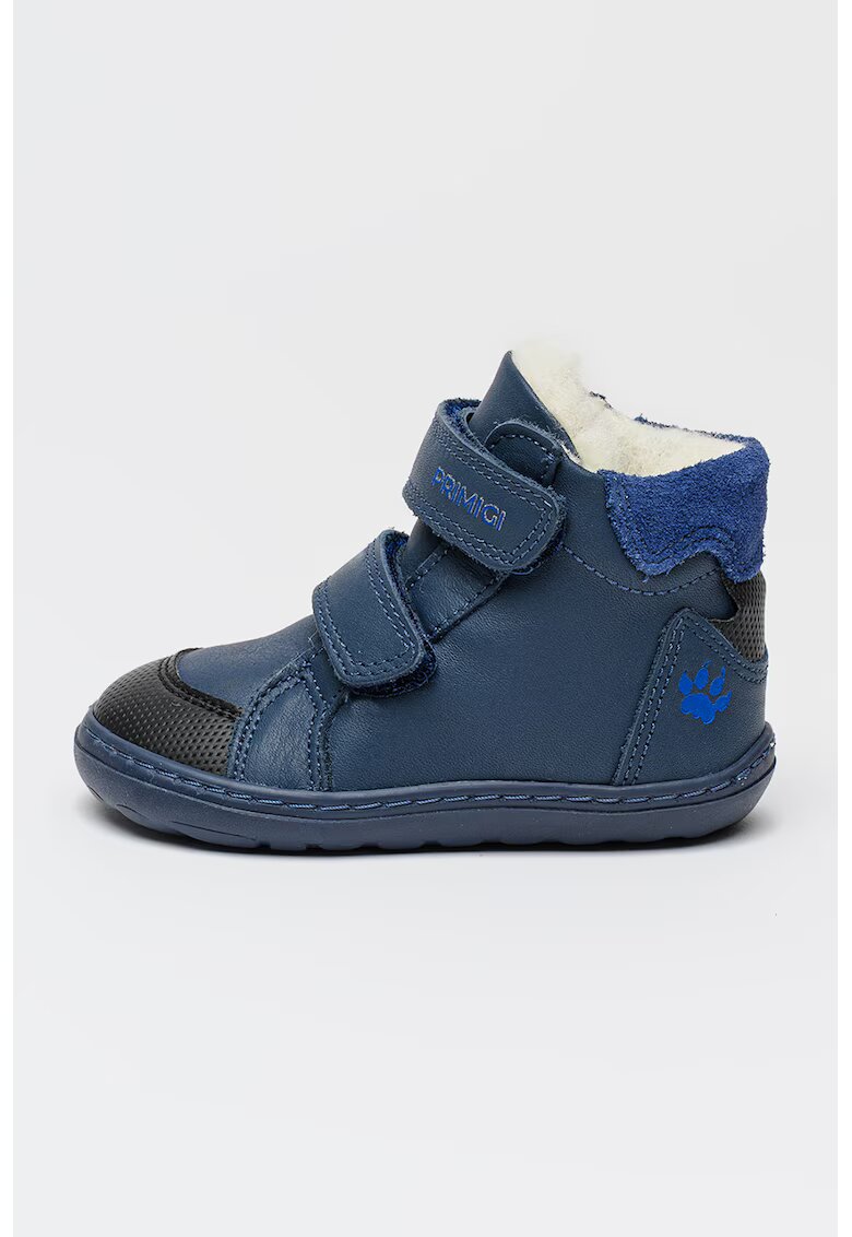 Primigi Ghete din piele cu barete velcro - Negru/Albastru inchis