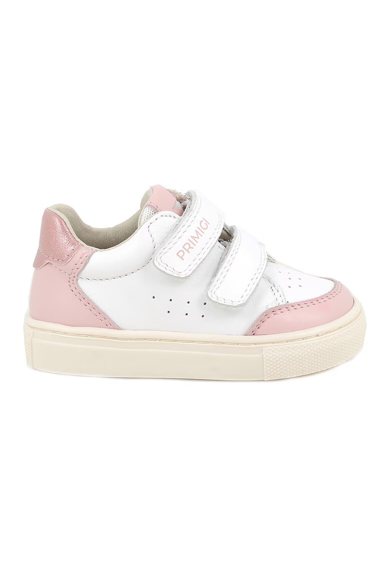 Primigi Pantofi sport din piele cu perforatii - Alb/Roz pastel/Roz pal