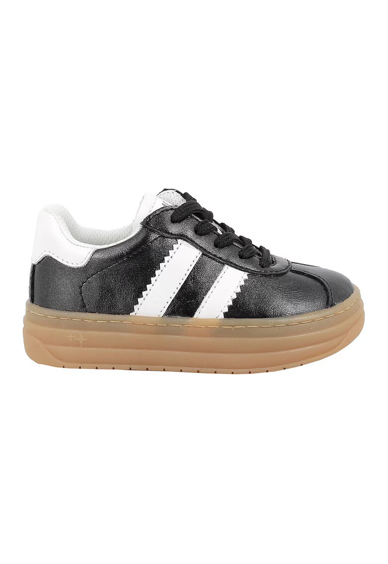 Primigi Pantofi sport din piele ecologica cu talpa flatform - Alb/Negru