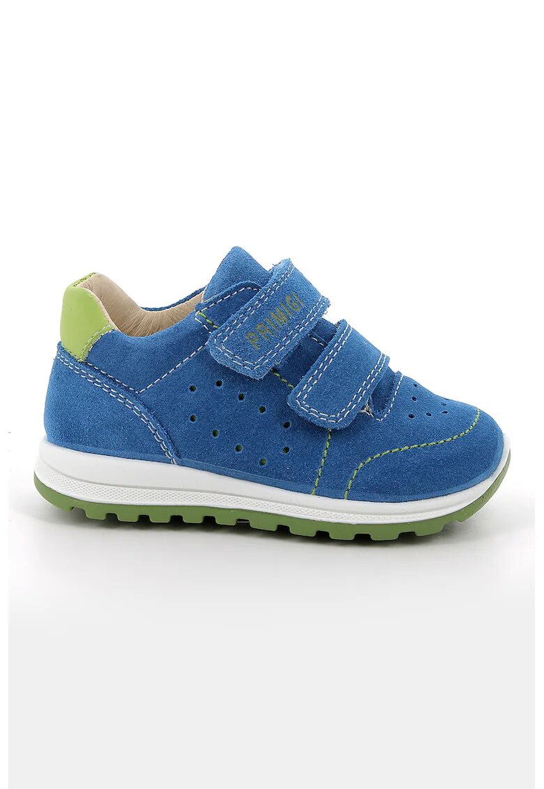 Primigi Pantofi sport din piele intoarsa cu inchidere velcro - Albastru royal/Verde fistic