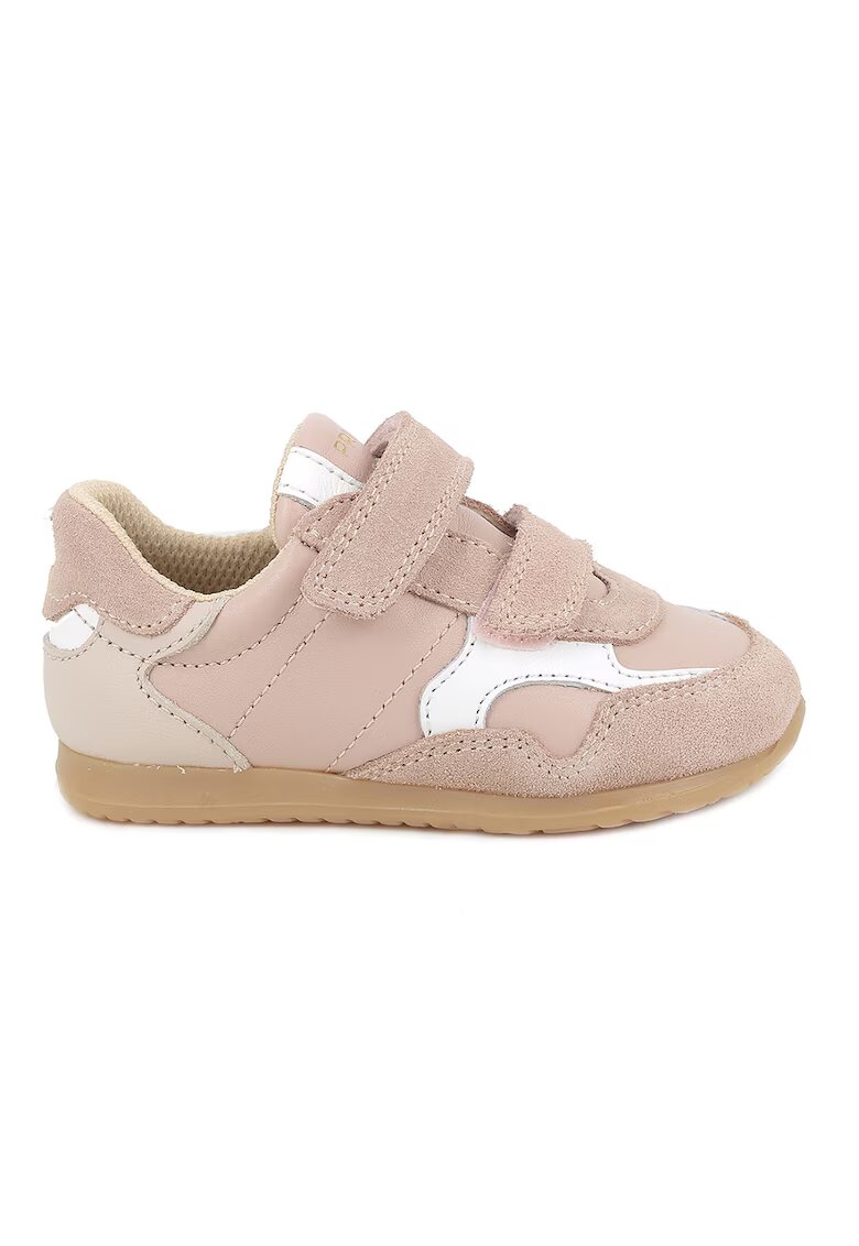 Primigi Pantofi sport din piele si piele intoarsa cu segment dublu cu inchidere velcro - Alb/Piersica/Bej deschis