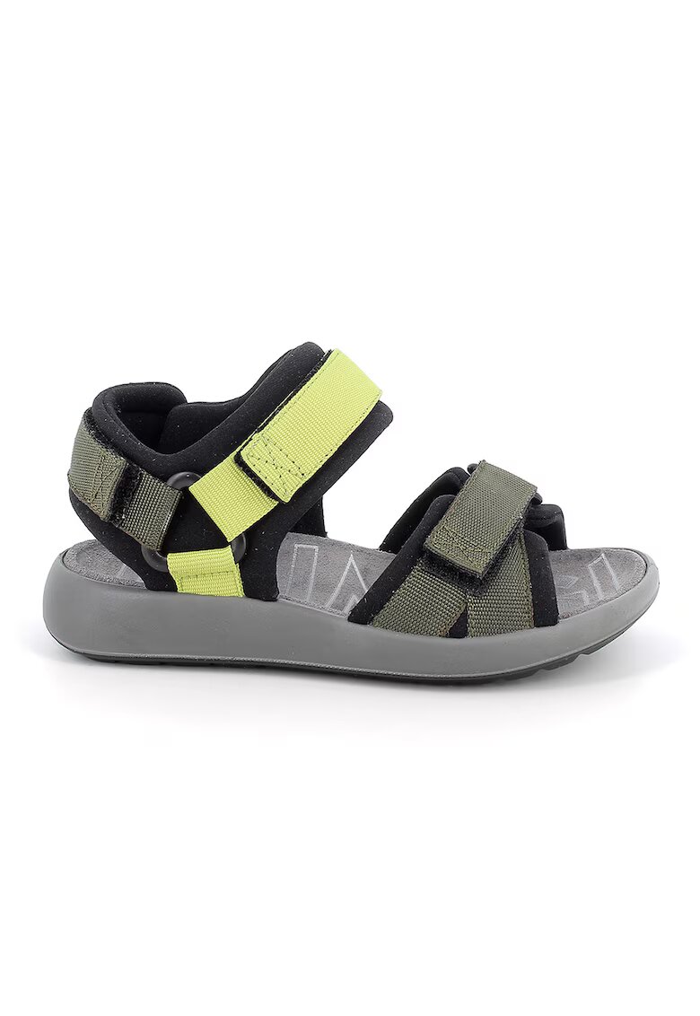 Primigi Sandale din material textil cu inchidere velcro - Negru/Verde fistic/Verde sparanghel