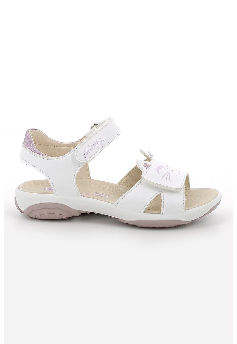 Primigi Sandale din piele ecologica cu inchidere velcro - Alb/Violet prafuit