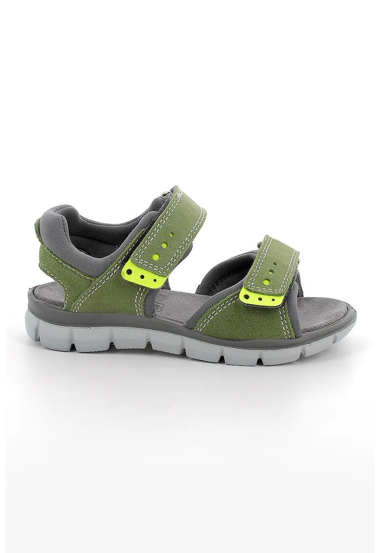 Primigi Sandale din piele intoarsa cu talpa plata - Verde feriga/Verde fistic