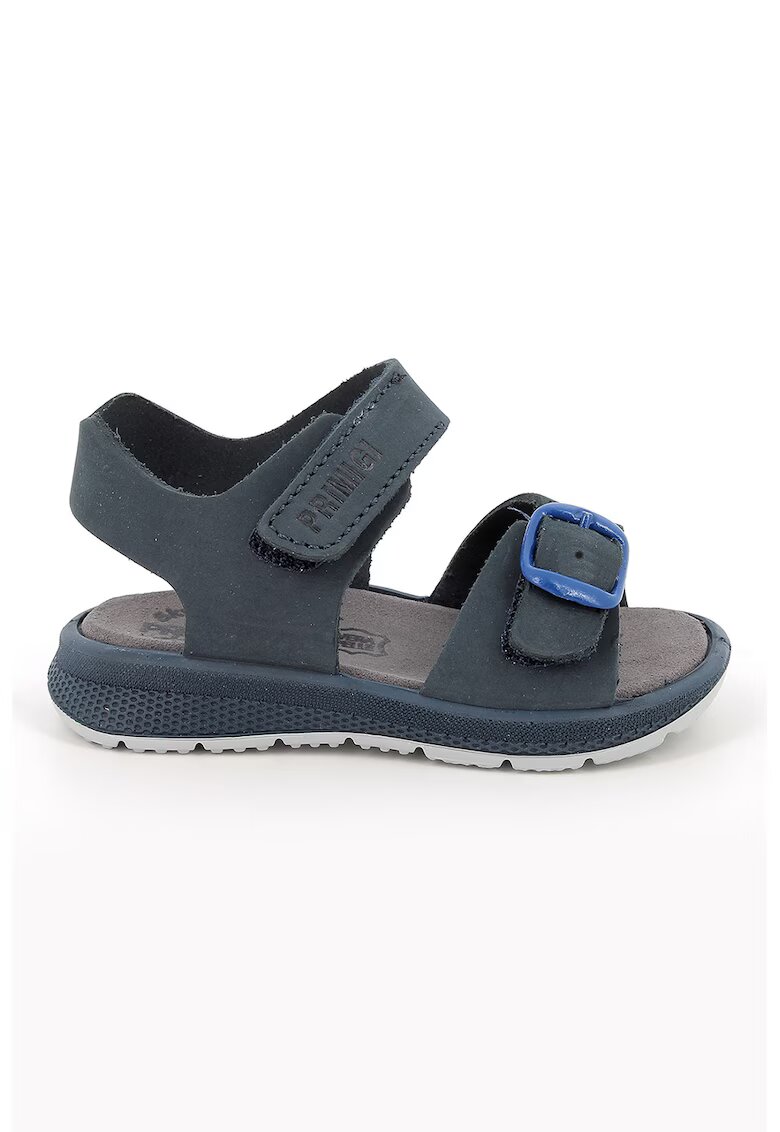 Primigi Sandale din piele nabuc cu inchidere velcro - Albastru prafuit