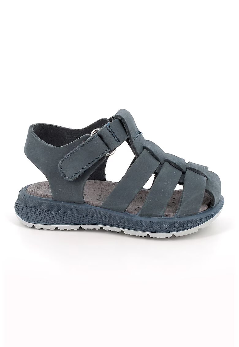 Primigi Sandale din piele nabuc cu inchidere velcro - Albastru prafuit