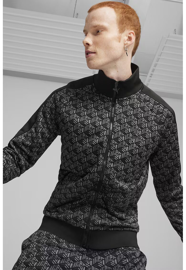 Puma Bluza de trening cu imprimeu si fermoar - Negru/Gri