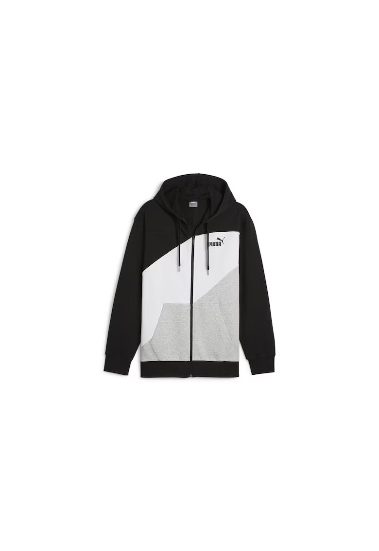 Puma Hanorac cu fermoar si gluga Power Colorblock Multicolor Bumbac - Negru/Gri