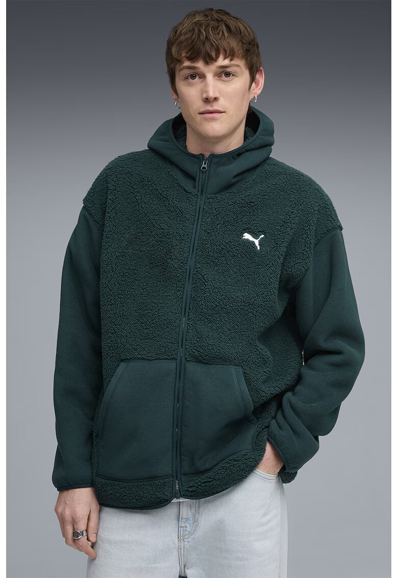 Puma Hanorac cu fermoar si logo - Verde englez
