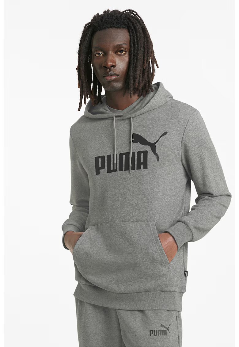 Puma Hanorac cu imprimeu logo si buzunar kangaroo Essentials - Negru/Gri melange