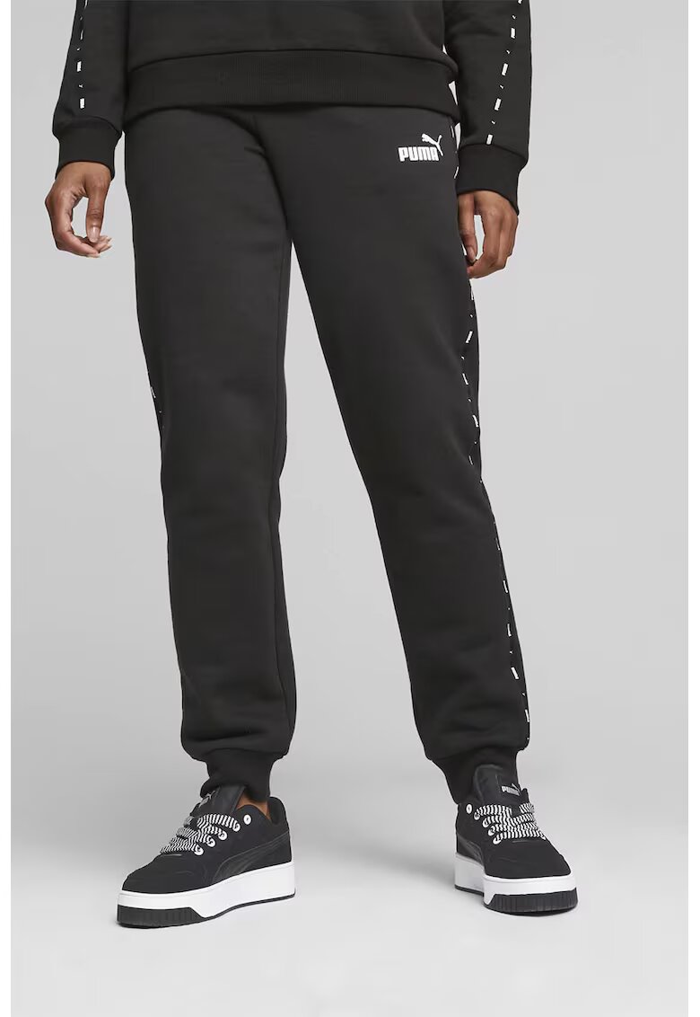 Puma Pantaloni de trening cu benzi laterale cu logo Essentials - Negru stins