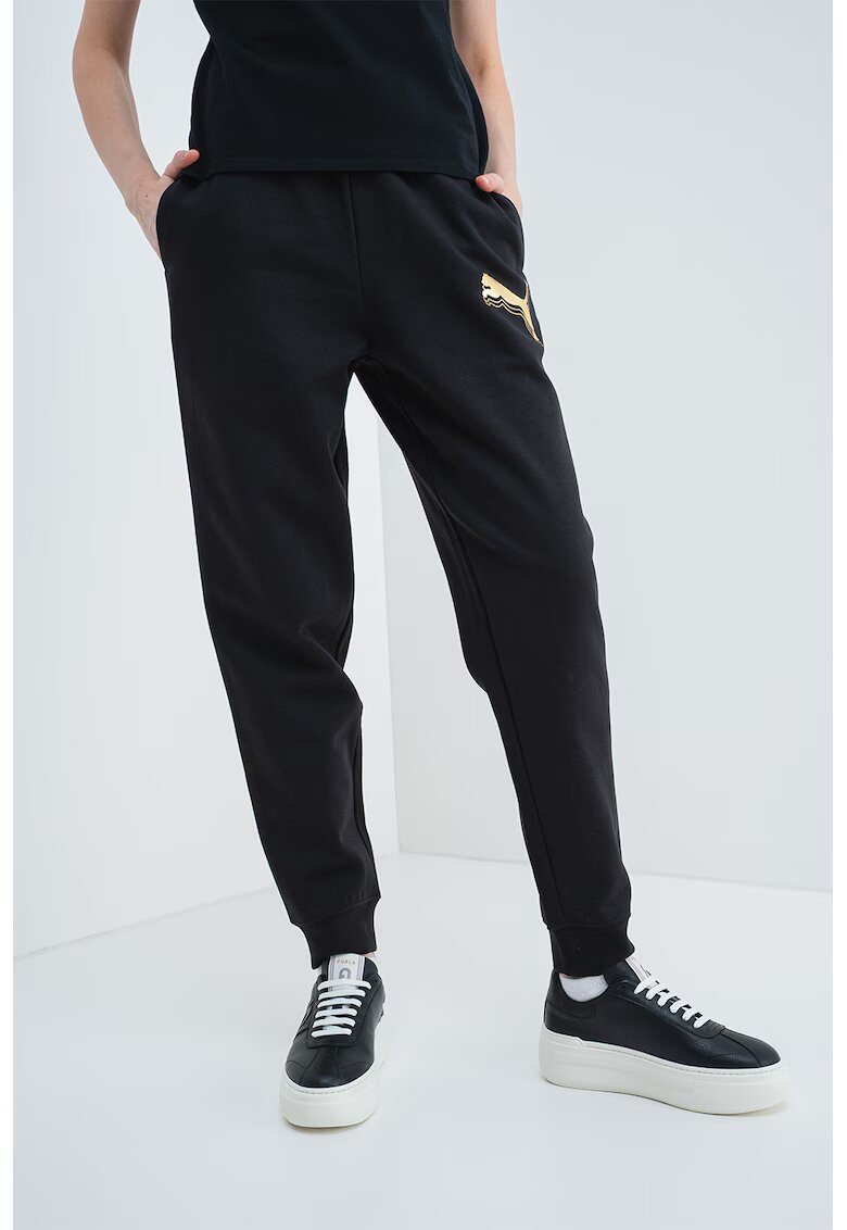Puma Pantaloni de trening cu imprimeu logo ESS - Negru