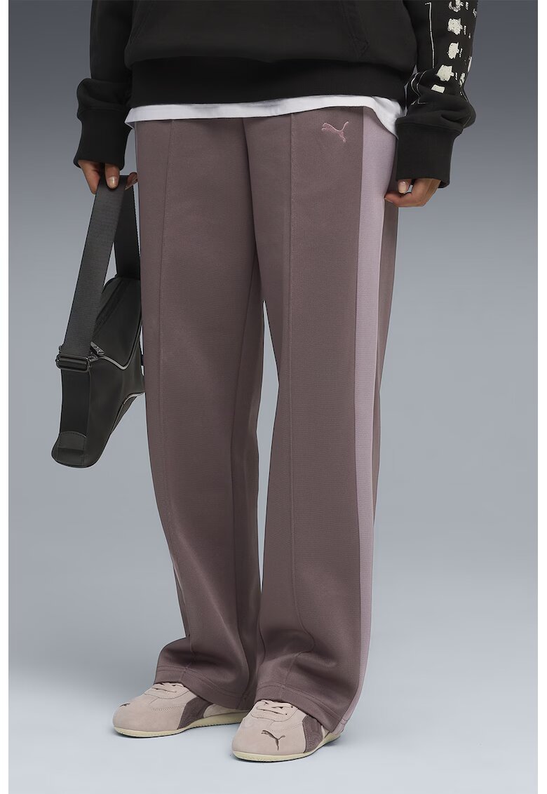 Puma Pantaloni de trening drepti T7 Always On - Roz somon/Roz inchis