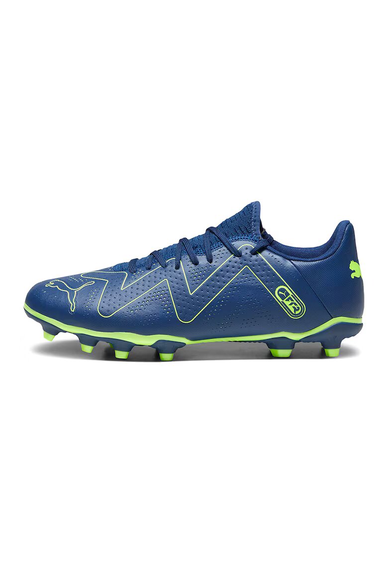 Puma Pantofi cu aspect perforat - pentru fotbal Future Play FG/AG - Verde lime/Albastru petrol