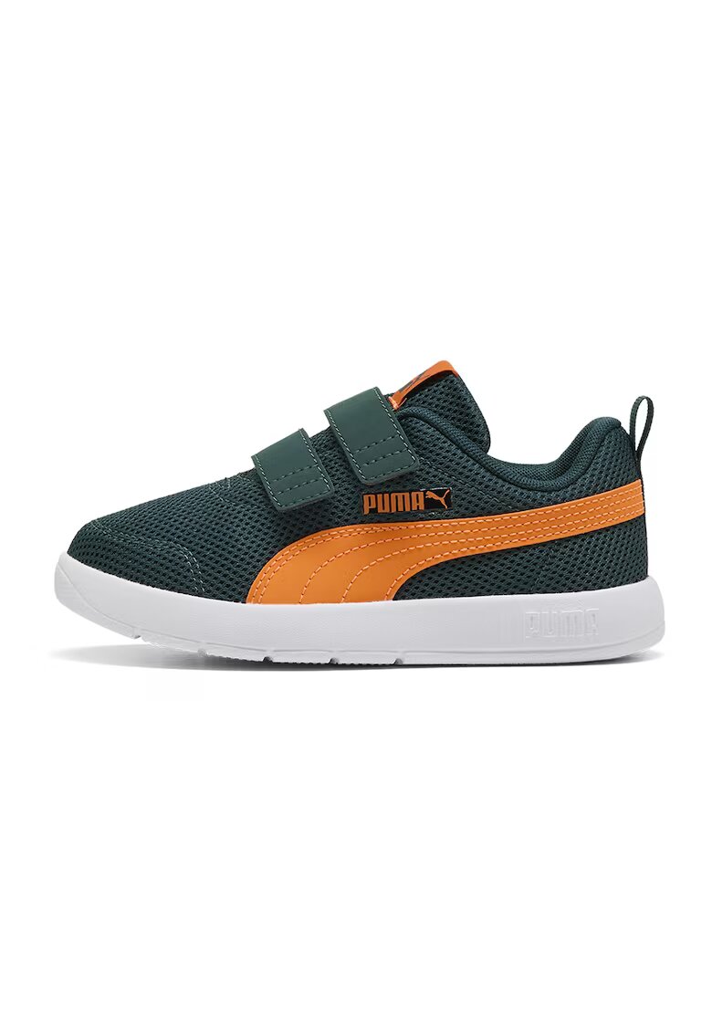 Puma Pantofi sport Courtflex de plasa cu velcro - Portocaliu/Verde englez