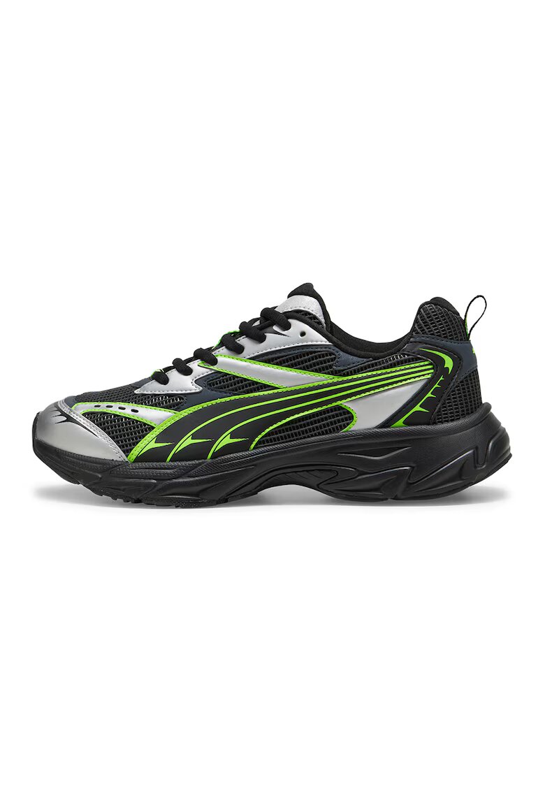 Puma Pantofi sport cu insertii textile Morphic Athletic - Alb/Negru/Verde neon