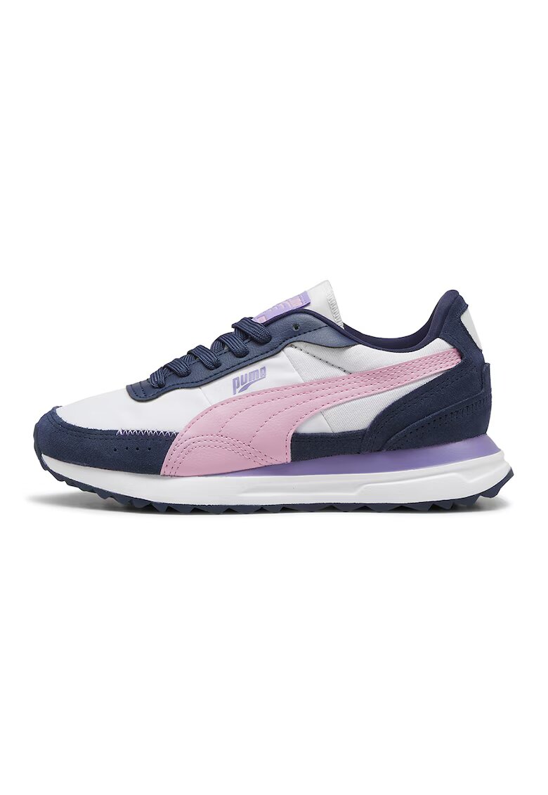 Puma Pantofi sport cu model colorblock si garnituri din piele Road Rider BTS - Alb/Roz/Bleumarin