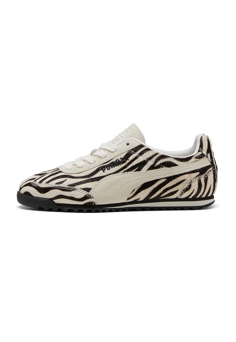 Puma Pantofi sport cu piele cu par scurti si model Arizona - Alb fildes/Negru