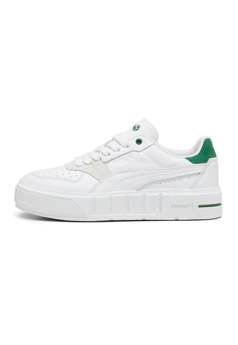 Puma Pantofi sport de piele ecologica si piele Cali Court Match - Alb/Verde