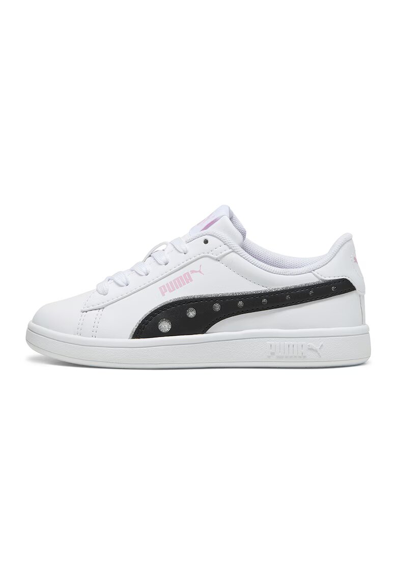 Puma Pantofi sport de piele ecologica Smash 3.0 Dance Party - Alb/Negru
